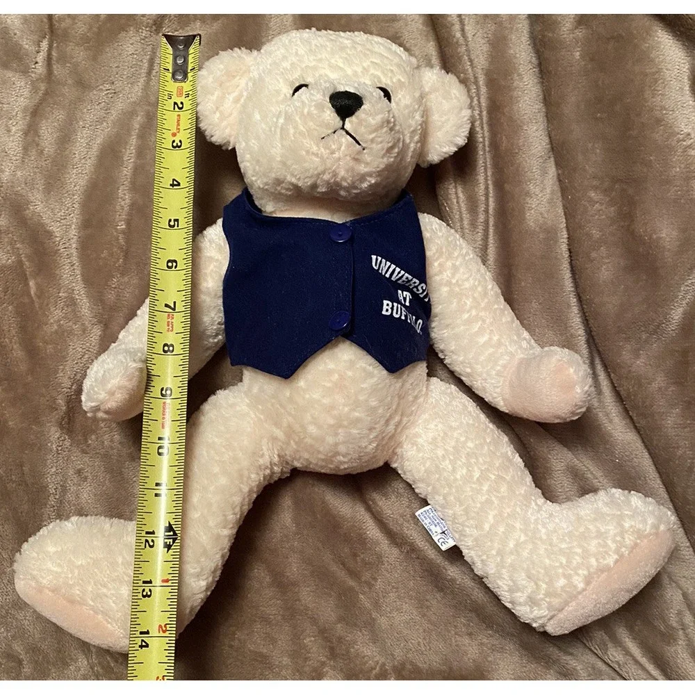 Vtg University at Buffalo Teddy Bear Plush Chenille Blue Vest College 62960 14